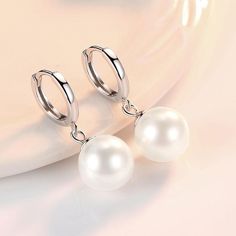 Pearl Huggie Hoops