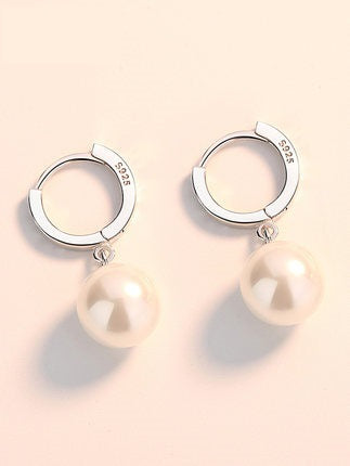 Pearl Huggie Hoops