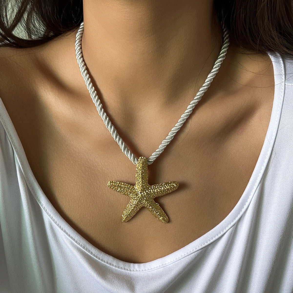 Beach Starfish Pendant Necklace Earrings