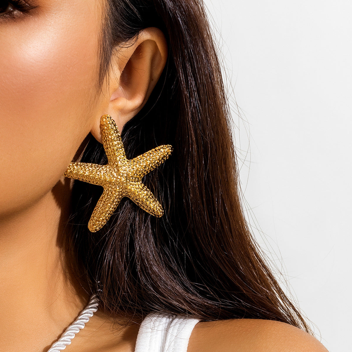 Beach Starfish Pendant Necklace Earrings