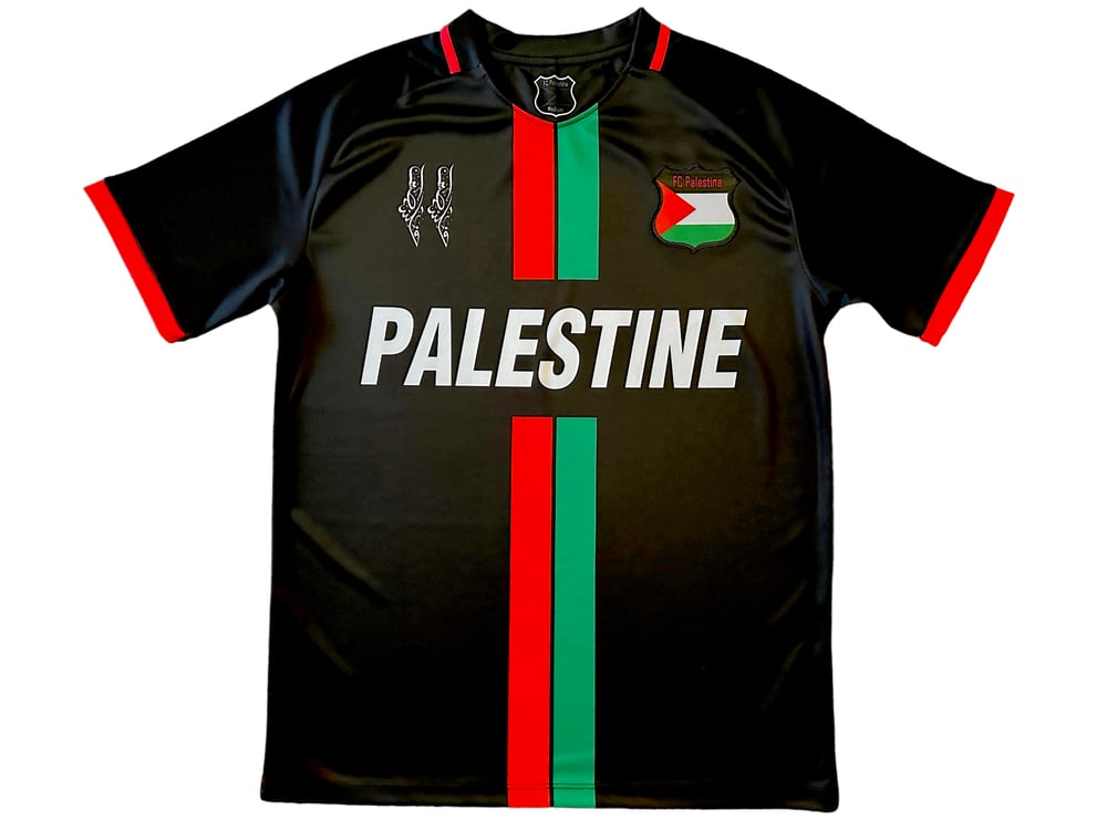 Palestine Black Centre Striped (Red/Green English) Football Shirt