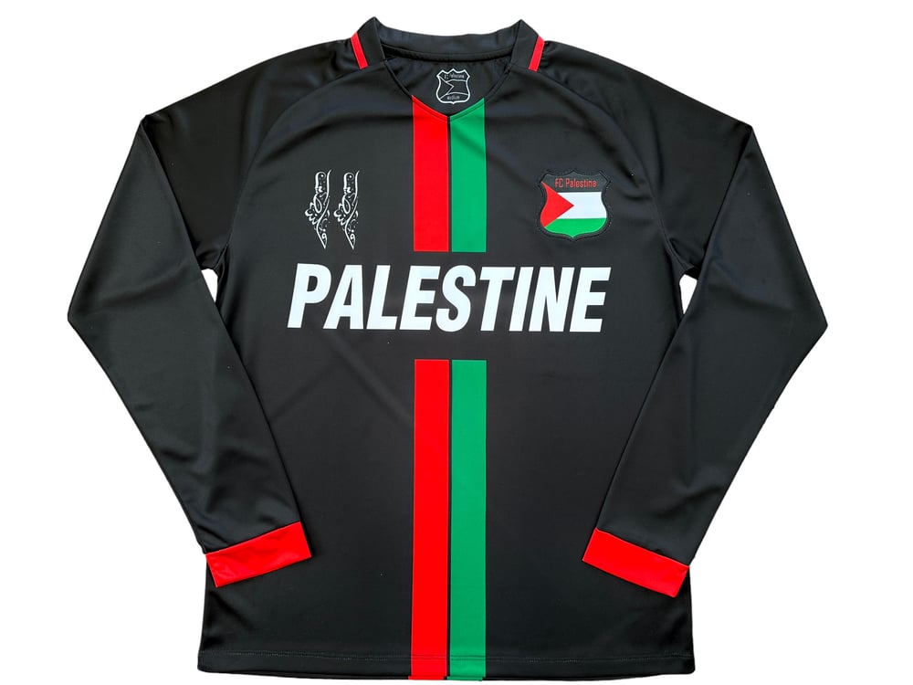 Palestine Black Centre Striped L/S Football Shirt